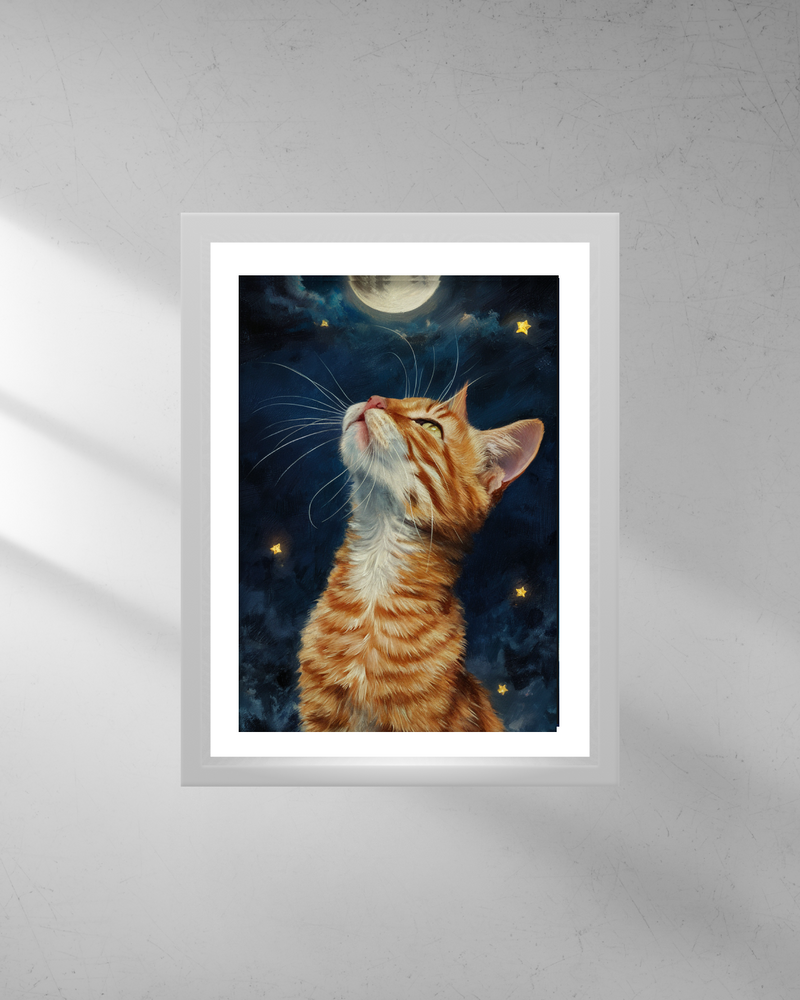 Quadro Decorativo - Gato e a Lua