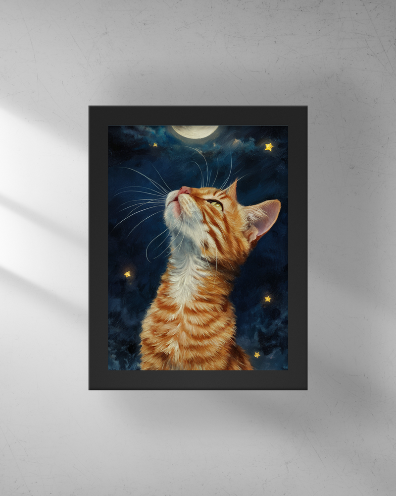 Quadro Decorativo - Gato e a Lua