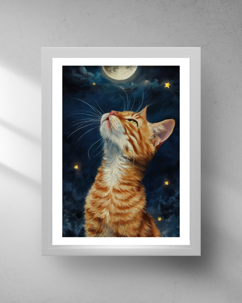 Quadro Decorativo - Gato e a Lua
