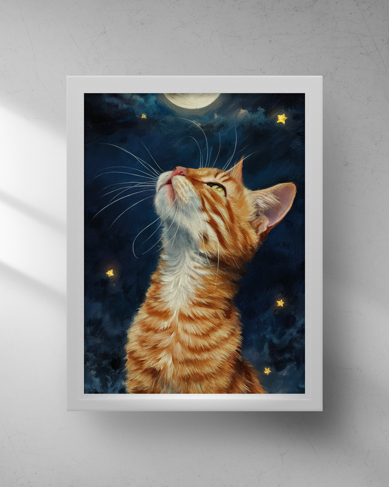 Quadro Decorativo - Gato e a Lua