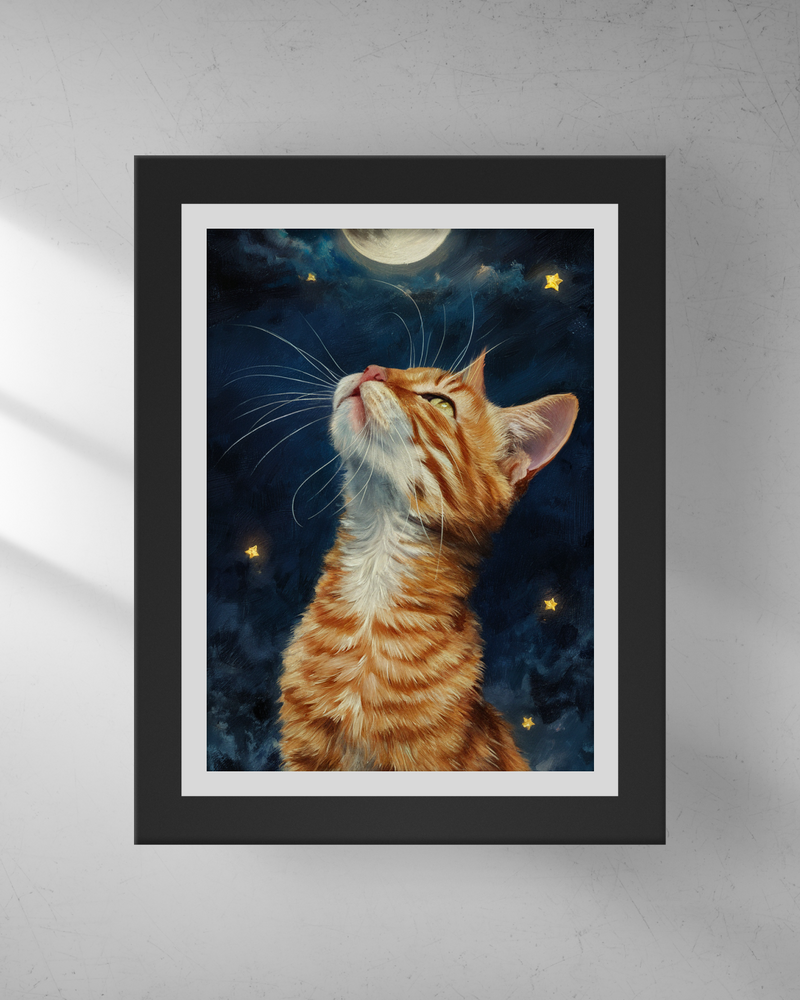 Quadro Decorativo - Gato e a Lua
