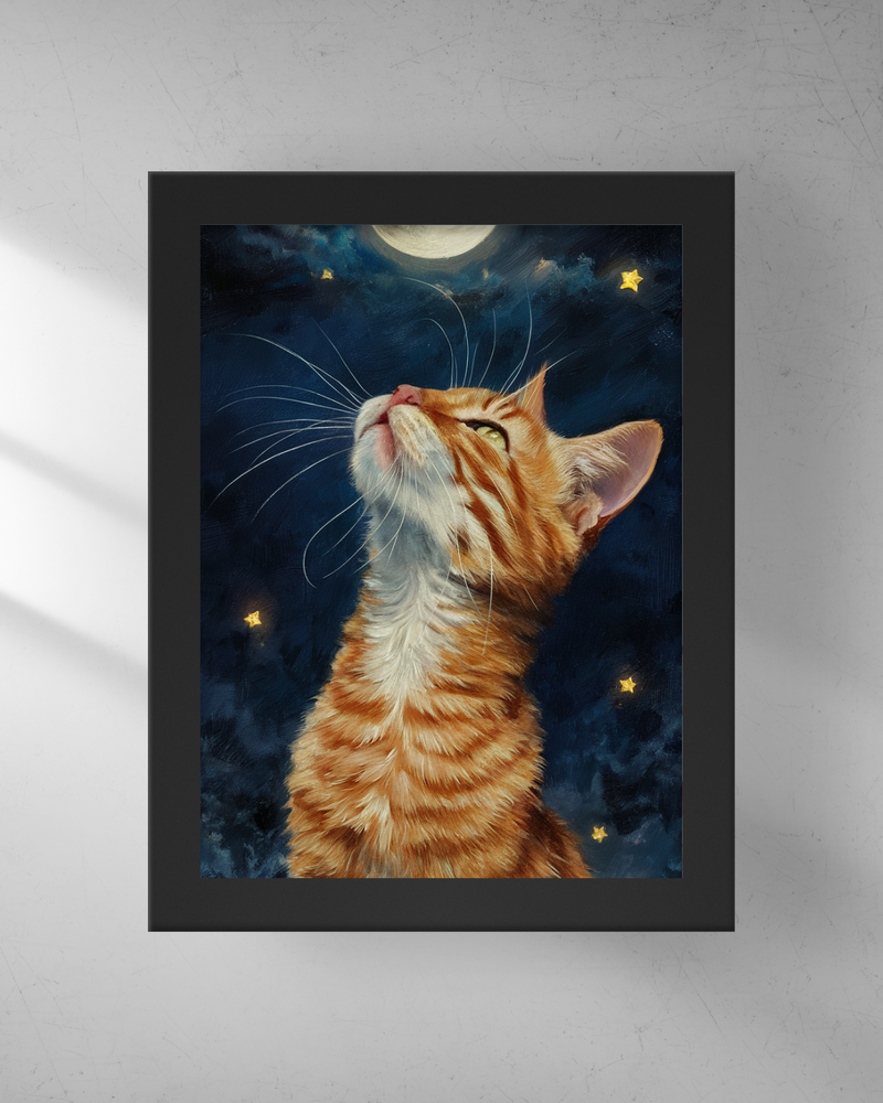 Quadro Decorativo - Gato e a Lua