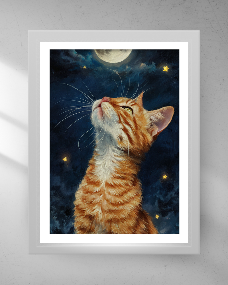 Quadro Decorativo - Gato e a Lua