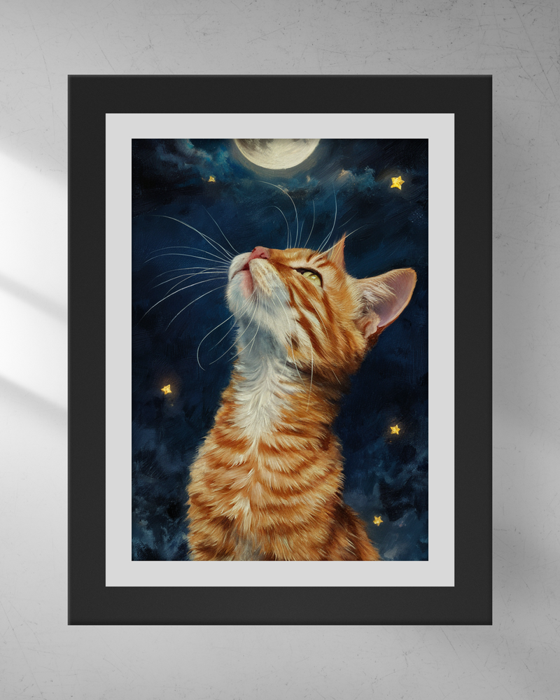 Quadro Decorativo - Gato e a Lua