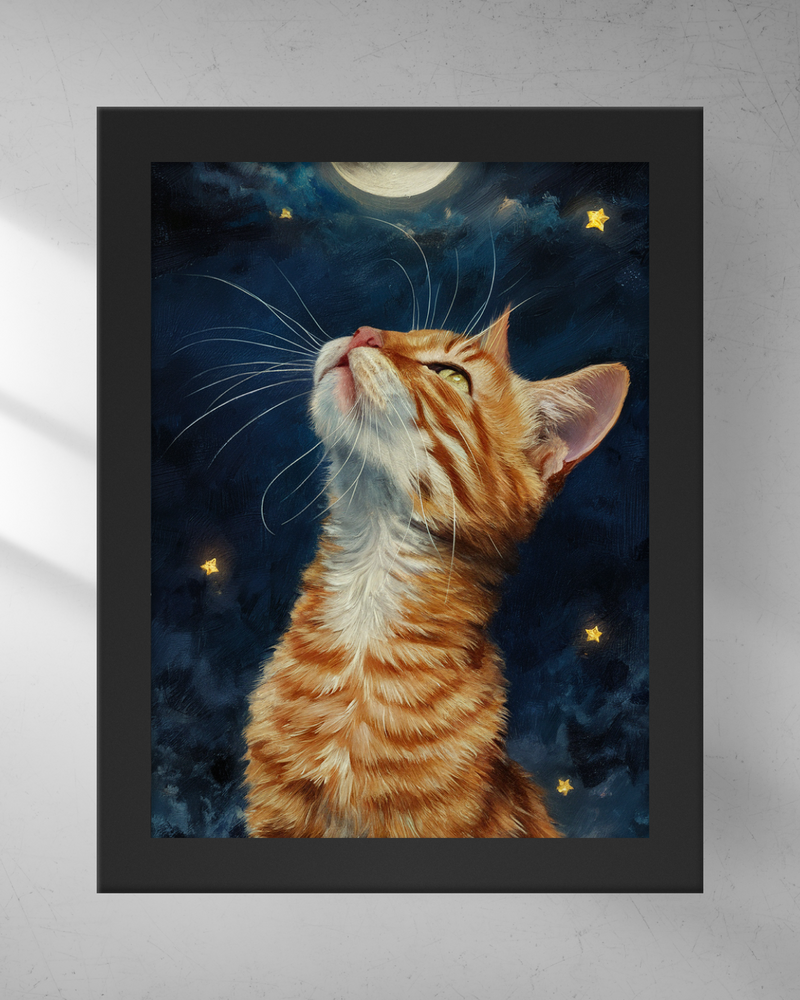 Quadro Decorativo - Gato e a Lua