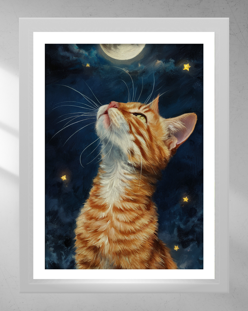 Quadro Decorativo - Gato e a Lua