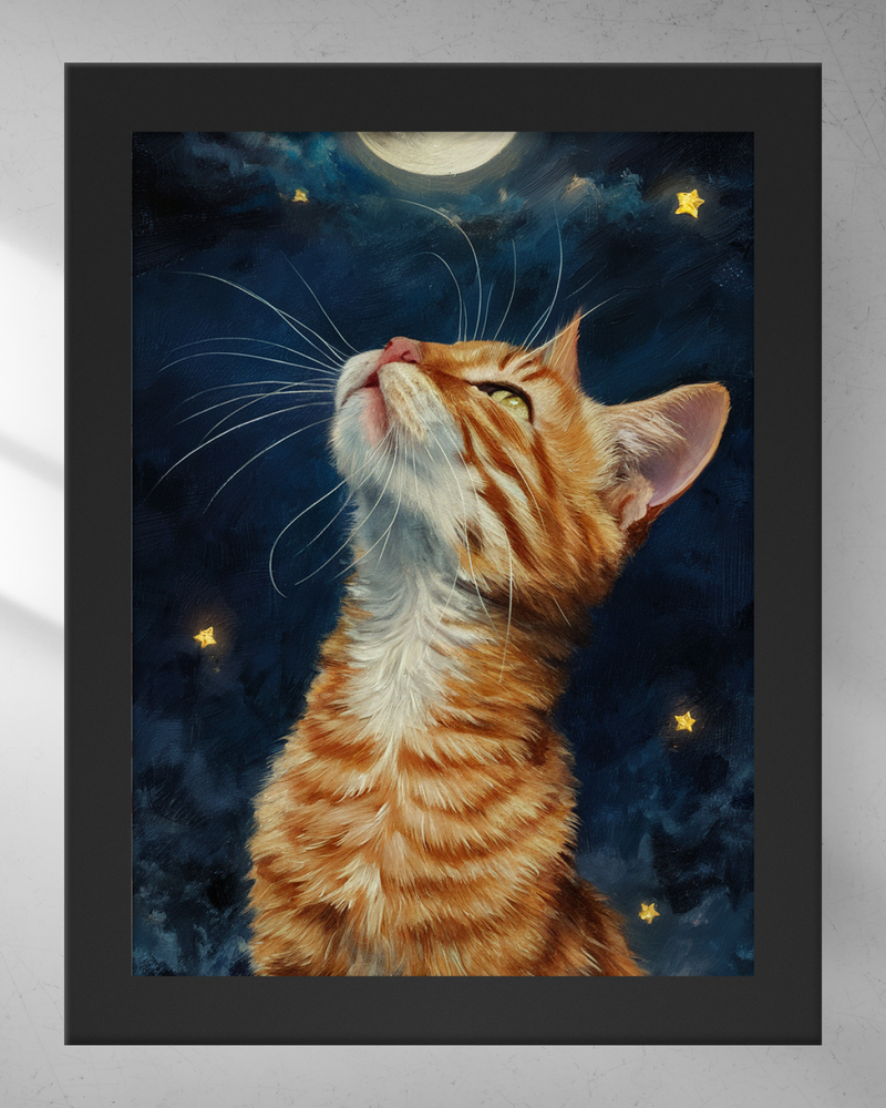 Quadro Decorativo - Gato e a Lua