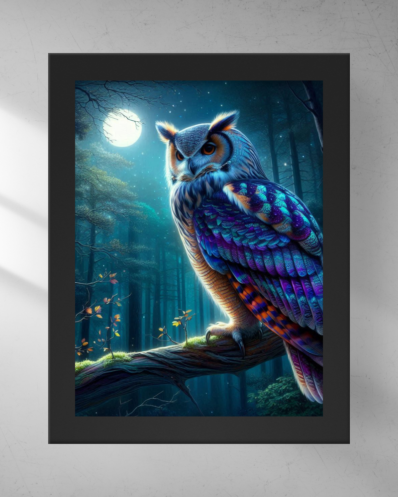 Quadro Decorativo - Coruja e a Lua